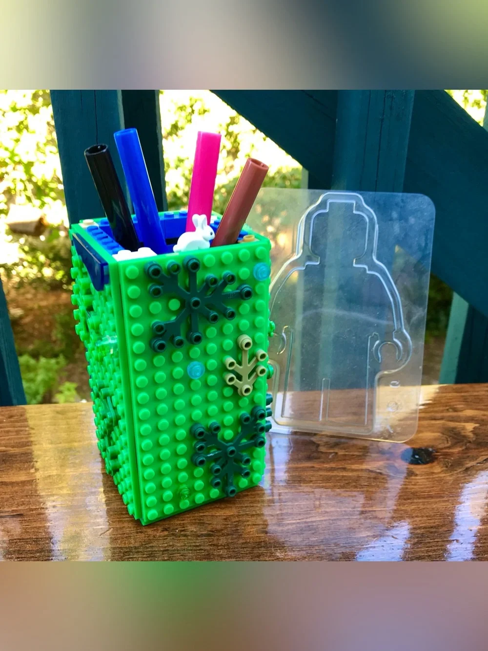LEGO Building Blocks Lot DIY Desk Cup Pen Holder Bracelet Clear Minifigure Mold